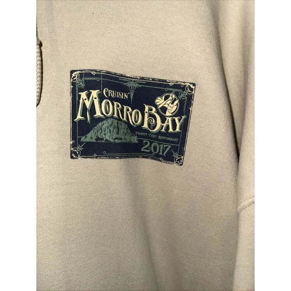 Morro Bay hoodie sweater men's XL Cruisin Morro Bay Beige Pull-Over